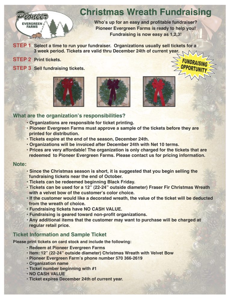 Christmas Wreath Fundraising Pioneer Evergreen Farms